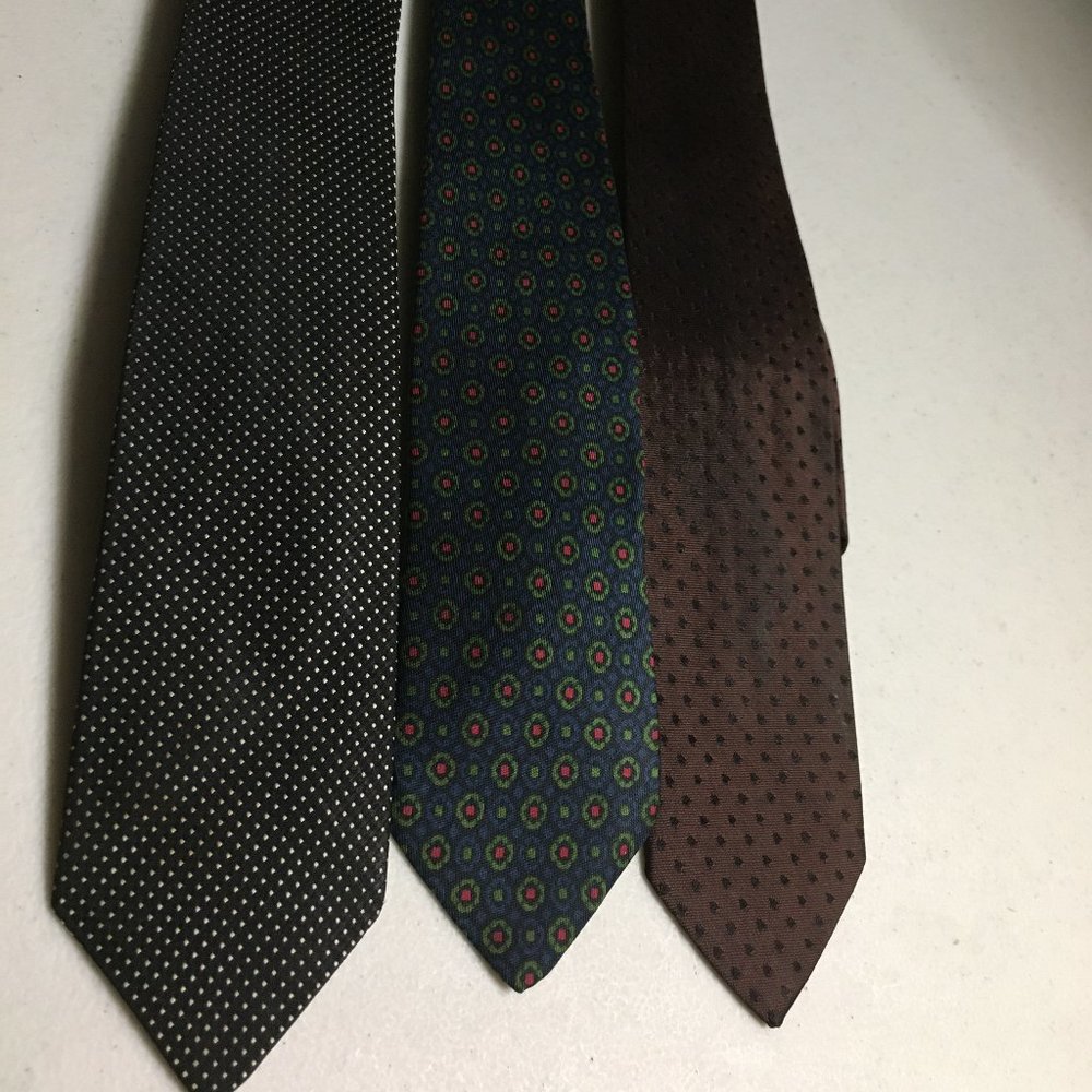 Dior Men's Silk Tie Trio in Black, Navy, and Brown